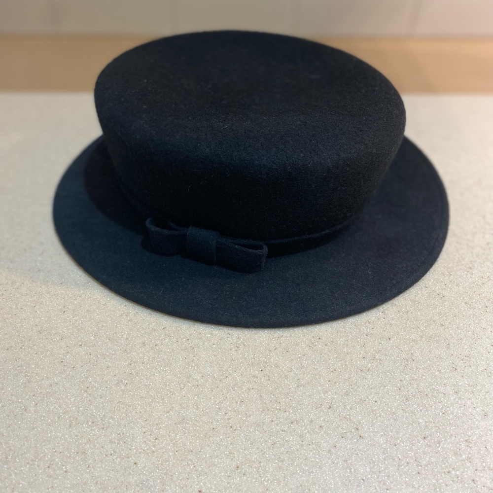 Classic Black Wool Bowler Hat - Liz Claiborne